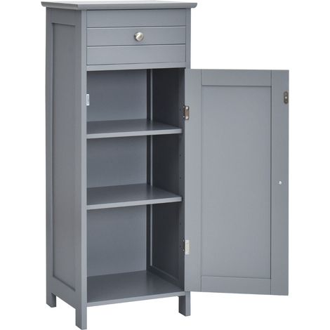 Mobile bagno 35,6 x 30,5 x 88 cm con cassetto e ripiani regolabili stile moderno MDF grigio 200018074