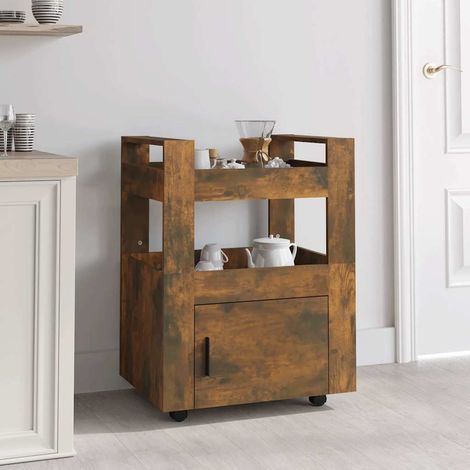 Chariot de cuisine-Desserte de Cuisine-Meuble de Rangement Chêne fumé 60x45x80 cm Bois d'ingénierie 443573 (1/5)