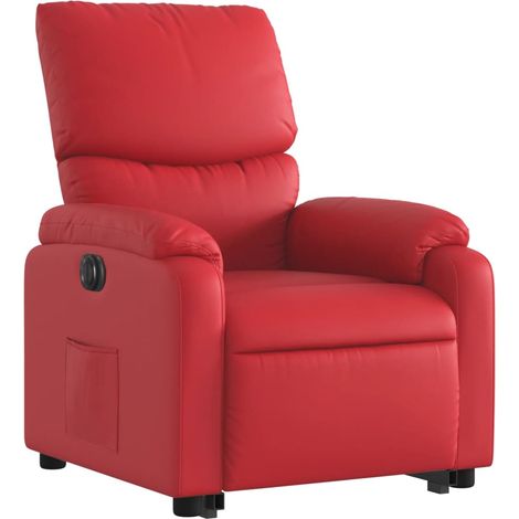 Poltrona relax TV con comodissima funzione di sollevamento elettrico in PVC rosso DEC028557