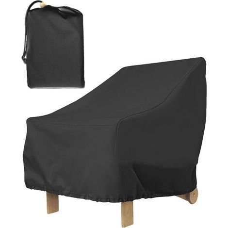 Housse salon de jardin Chaise de jardin avec assise profonde, housse imperméable 210 D pour chaises de terrasse, coupe-vent et UV avec sac de rangement 80 x 85 x 91 cm (1/5)
