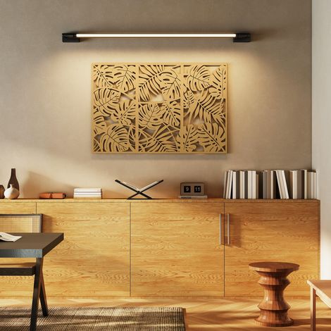 Decorazione murale 3D in legno, 3 pezzi, 40x80 cm, motivo foglie tropicali, ornamenti da parete in legno naturale