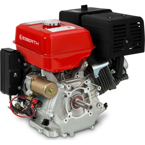 EBERTH 15 PS 11,03 kW Benzinmotor mit 25,4 mm Ø Welle mit AG, E-Start, 17ah 12V Batterie, Standmotor Kartmotor Antriebsmotor mit Ölmangelsicherung, 4-Takt 1 Zylinder Benzin Motor, 420 ccm, luftgekühlt