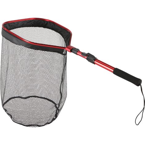 Épuisette de Pêche Pliable, filet de piscine, Filet de 30 cm de profondeur, Epuisette Peche Carnassier pour Truite Carpe Poisson-Chat Basse Kayak Rouge