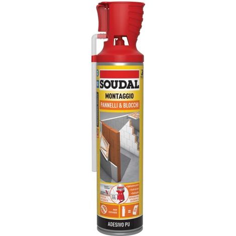 Adesivo poliuretanico pannelli e blocchi con applicatore soudal 600 ml (1/3)