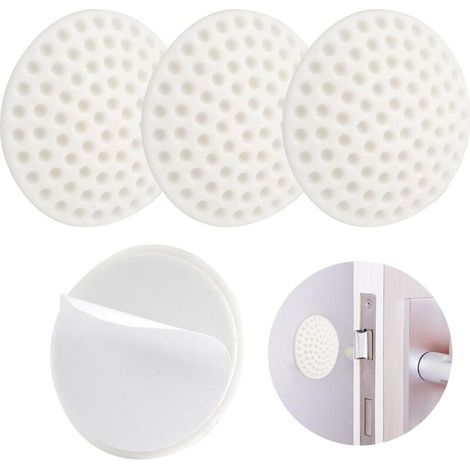 Lot de 4 Butoirs de Porte Blancs Autocollants, Protection Murale Robuste pour Portes Lourdes, Poignée de Porte Invisible, Facile à Installer, Butoir Mural Durable et Discret,Matériel de silicon (1/5)