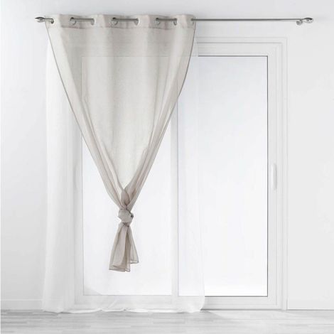 Rideau Voilage à Œillets "Duetto" 140x240cm Gris & Blanc (1/3)