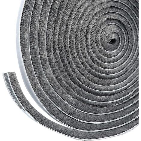 Sliding Door Brush Seal 9 mm x 5 mm, Self-Adhesive Sealing Strip for Door and Window Sound Insulation, Thermal and Acoustic Insulation Seal, Front Door Draught Excluder (1/5)