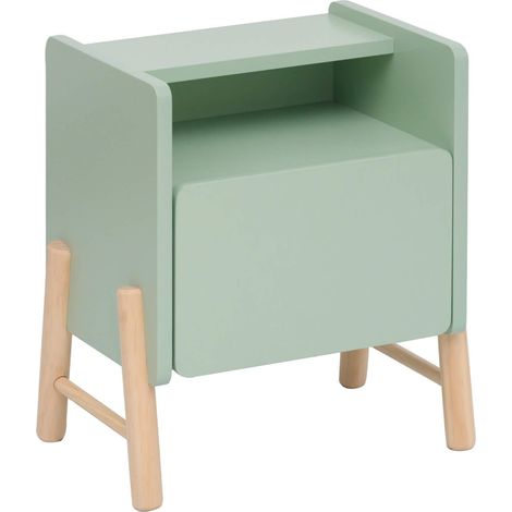 Comodino per Bambini Rebecca Mobili Adrak 49x40x30 MDF Pino Verde Acqua Marrone