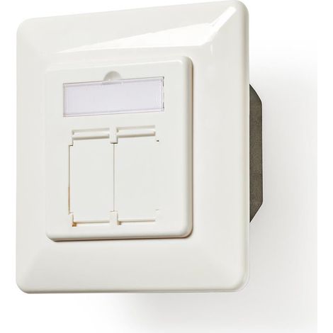 Caja de pared de red en la pared puertos de 2 puertos cat6a recto mujer chapado en oro pvc blanco bolsa de plastico