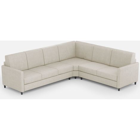 Canapé d'angle moderne italien tissu blanc cassé Korane - 5 tailles 281x221 cm-Taille 281x221 cm (1/5)