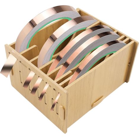 Distributeur de Ruban de Cuivre à 7 Compartiments - Organisateur pour Outils d'Art Vitrail et Bois, Porte-Rubans Washi et Aluminium (12,9 x 7,9 cm) - Support Fourni, Ruban Non Inclus