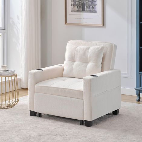Canapé‑lit simple 3‑en‑1 avec porte‑gobelets et port USB,fauteuil inclinable et couchette,compact et idéal pour petits espaces.
