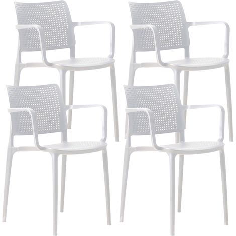 Oviala – Lot de 4 chaises de jardin en polypropylène ajourées – Capacité 100 kg – Hauteur 80 cm – Empilables pour gain de place