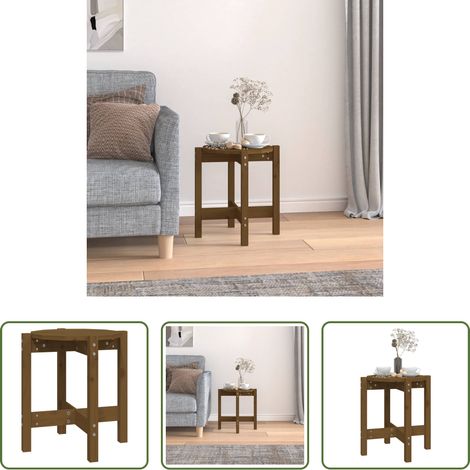 Table basse marron miel - Table basse Marron miel Ø 42,5x45 cm Bois massif de pin (1/5)