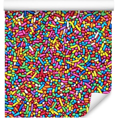 Papier peint « Anniversaire » avec paillettes rouges, fond rouge, 50 x 1000 cm (1/4)