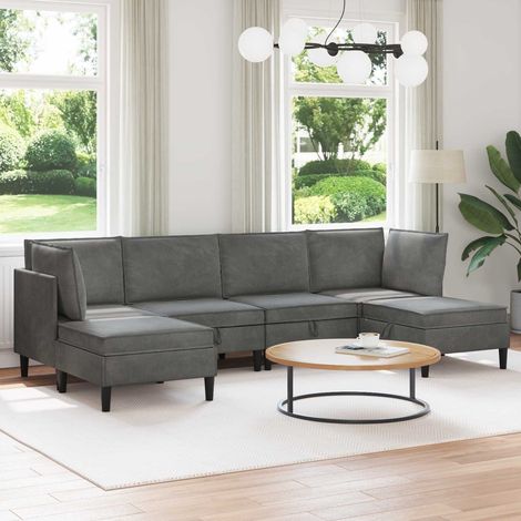 Juego de muebles de salón 6 pcs Gris oscuro Terciopelo