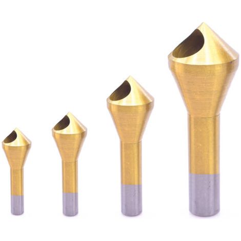 BUNTHAUS Stück Senker-Fasen-Entgratungswerkzeug, Titanbeschichteter HSS-Bohrer, 90° konischer Senkerbohrer für Aluminium, Holz und Kunststoff (1/4)