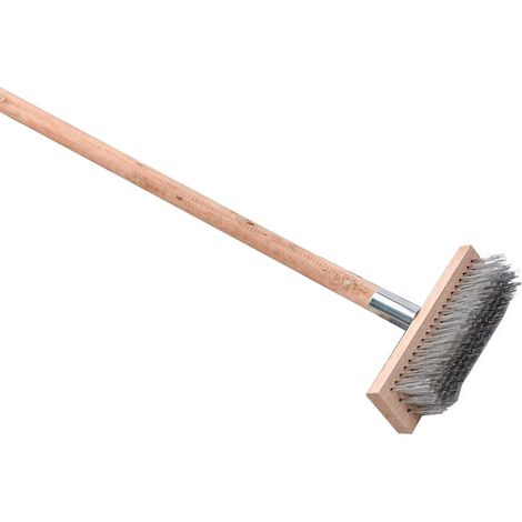 Brosse de Sol Robuste pour Surfaces Rugueuses, Outil de Nettoyage de Pont en Fil d'acier Inoxydable, Balai d'extérieur de 20 Cm pour Enlever la Mousse et la saleté Tenace (1/5)