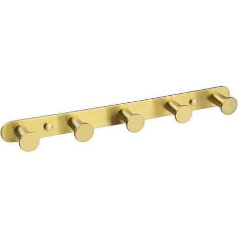 Badezimmerhaken aus Edelstahl – Gebürstetes Gold, 5 Haken, für Handtücher und Küchenutensilien (1/4)