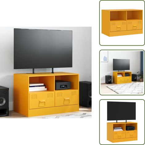 The Living Store TV-Schrank Senfgelb 67x39x44 cm Stahl - TV-Schrank - Fernsehtisch - Regal - Wohnzimmermöbel - Senfgelb (1/5)