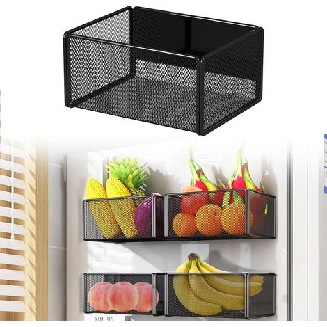 Étagère magnétique pour cuisine, étagère à épices, étagère magnétique, pour réfrigérateur, machine à laver, étagère suspendue pour réfrigérateur (1 pièce, noir, 15,7 cm) (1/5)
