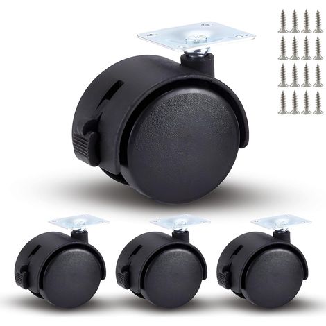 Rueda giratoria para muebles con freno, rueda giratoria de alta resistencia, juego de 4 (1") (1/5)