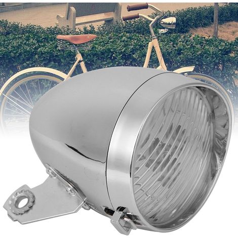 Phare avant vélo rétro 3 LED, lampe argent pour vélo de ville, éclairage vélo puissant.
