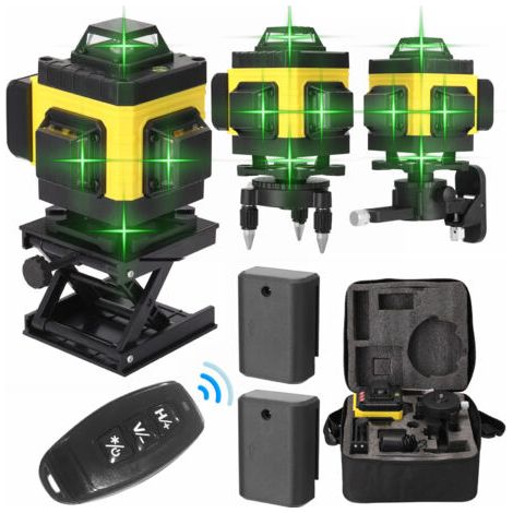 Tonysa – Niveau laser 4D vert 16 lignes – Auto-nivelant 360° – 2 batteries 1200mAh – IP54 étanche – Précision ±0.2mm/10m – Portée 20m - VERT 4 D (1/5)