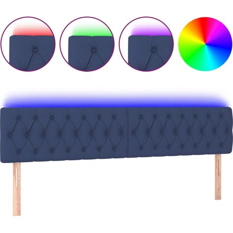 Tête de lit,Panneau décoratif à LED Bleu 180x7x78/88 cm Tissu CFW1384712 (1/5)