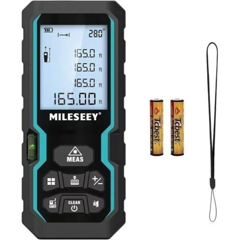 Télémètre Laser Numérique, 50m/165ft Mesure Laser avec Niveau Électronique & Rétroéclairage LCD, IP54 m/in/ft/ft+in Mesure du Pythagore Distance Surface Volume & Manuel en Français (1/5)