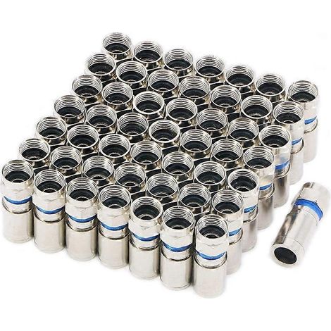 Adaptateur coaxial à compression RG6 avec connecteur F pour télévision par câble (paquet de 50) (1/5)