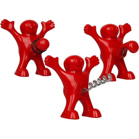 Witziger Flaschenöffner als Geschenk für Männer und Frauen, personalisierter Weinflaschenöffner mit drei niedlichen roten Humor-Motiven (1/5)