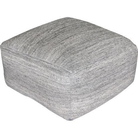 Pouf jacquard gris multi assise douce style naturel - Gris chiné avec touches multicolores (1/5)