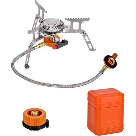 Réchaud de Camping à Gaz 3500W Pliable Brûleur à Gaz Anti-Vent avec Boîte de Rangement Super Léger pour Cuisine de Plein Air (1/4)
