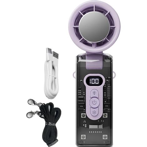 Ventilatore portatile ricaricabile,raffreddatore regolabile con luce LED per campeggio,spiaggia e attività all'aperto (1/2)