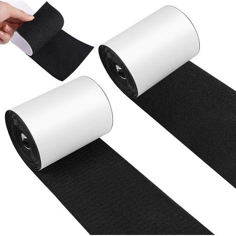 rouleaux de Velcro auto-adhésif extra-résistant, 10 cm de large et 3 mètres de long, fermeture Velcro auto-adhésive, Velcro auto-adhésif noir, pour fixer les coussins de canapé, les tapis et les matel (1/5)