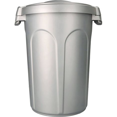 Bidone contenitore 23 LT con Coperchio a Clip Antirandagismo antiodori silver in Plastica Pattumiera Spazzatura o dispensa chiusa per cibo  animali  37x32x46 cm  da Interno ed Esterno