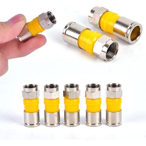 Lot de 10 connecteurs étanches à compression de type F RG6, 2,8 cm, type F-FFY (1/4)