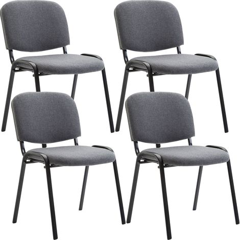 Set 4 sedie visitatore area attesa impilabili in tessuto grigio, base a 4 gambe in metallo nero 100003192