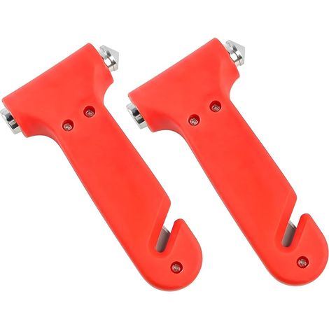 2 Pièces Marteaux Secours pour Voiture, Marteau Voiture Briseur Vitre, 2-in-1 Marteaux Secours Brise-Vitre avec Outil De Coupe Ceinture, Automobile Intérieur Universel Accessoires Décoratifs (1/5)