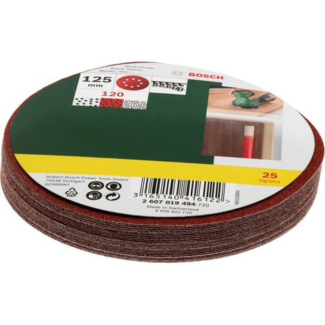 Bosch Accessories 2607019494 Exzenterschleifpapier mit Klett, gelocht Körnung (num) 120 (Ø) 125 mm