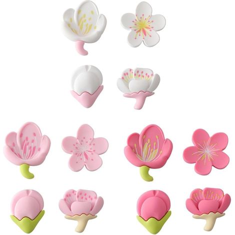 Lot de 12 aimants de réfrigérateur en forme de fleur de Sakura 3D, aimants mignons pour décoration de casier, tableau blanc, aimants floraux pour réfrigérateur, accessoires kawaii pour décorations de
