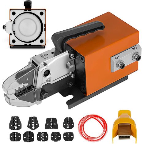 Pince à Sertir les Bornes de Fil Am-10 Outil de Sertissage Pneumatique à Air Comprimé jusqu'à 16 mm² avec 10 Jeux de Matrices pour de Nombreux Types de Bornes pour Électricien Entretien Atelier (1/5)