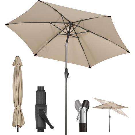 Sonnenschirm 270cm Gartenschirm knickbar Marktschirm mit Kurbelmechanismus, UPF 50+ (1/5)