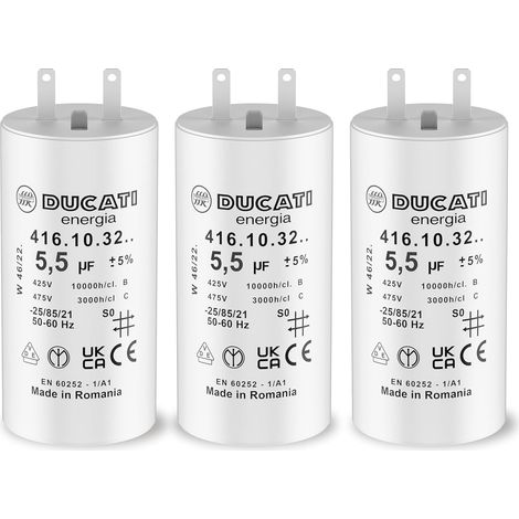 Lot de 3 condensateurs 5,5 µF pour moteurs de volets roulants – Tension 450V AC – Durée de vie 10 000 heures – Installation facile (1/5)