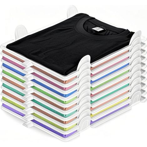 Lot de 10 organiseurs de tshirts, organisateurs de garderobe, organiseurs de chemises, organiseur de penderie empilable pour armoire, tiroirs, tshirts, chemises (1/5)