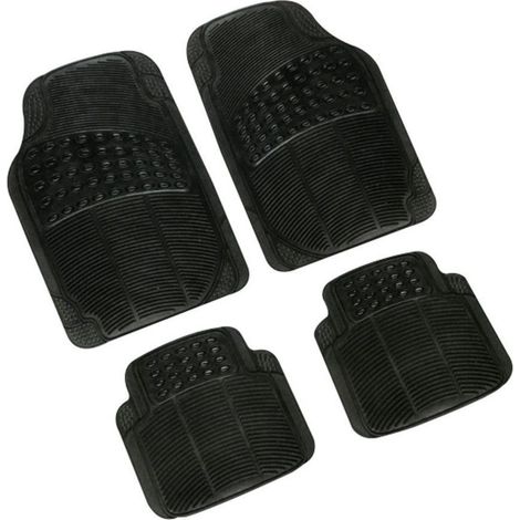 TRADE SHOP - Set 4 Pezzi Tappeti Per Auto Tappetini Universali In Gomma Sintetica Pvc Nero - (1/2)