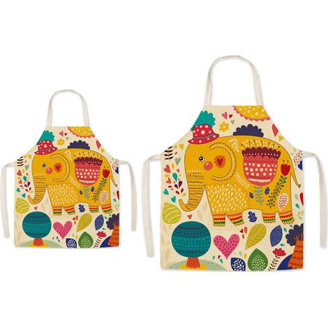 Parent et Enfant Tablier pour Cuisine - Motif Coton et Lin Tablier de Cuisine pour Maman Enfants, Cuisine Peinture Tablier de Jardinage