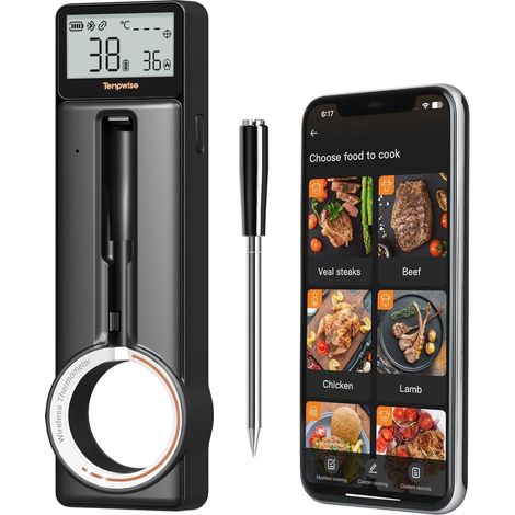 Tempwise TNT-2B Bluetooth-Funkthermometer für die Küche, intelligentes Grillthermometer mit 5-mm-LCD-Sonde (Batterien im Lieferumfang enthalten) (1/5)