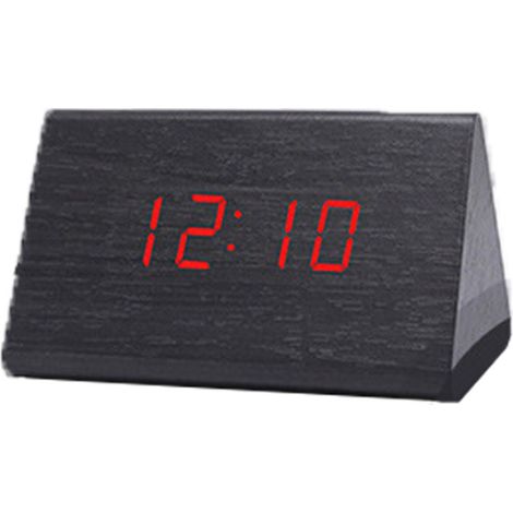 Horloge Led En Bois - Affichage Numérique Luminieux - Réveil Électronique Avec Capteur De Lumière Et 2 Ports Usb - 1 Pièce (1/5)
